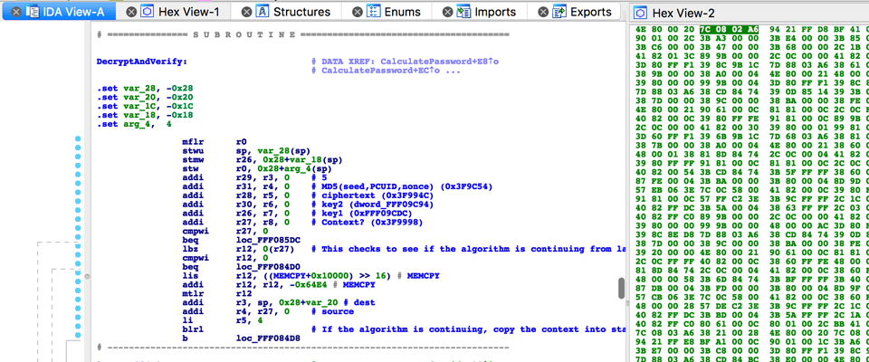 Screenshot of IDA Pro ECU disassembly