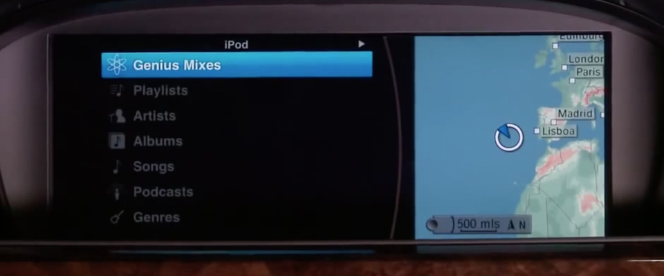 Picture of the iPod Out interface in a car's navigation unit